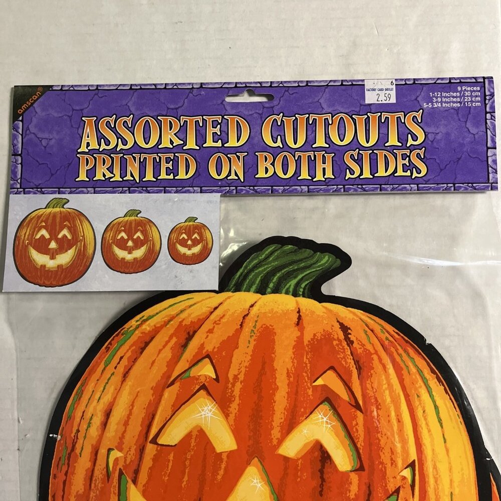 Vintage Amscan Halloween Die Cut Outs Pumpkins 9 Count 3 Sizes Jack O Latern NOS - Picture 4 of 7